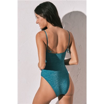 Bañador bandeau azul brillo