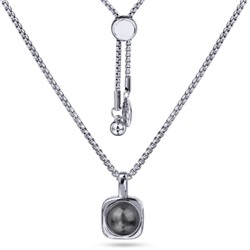 Кулон Теннис (Майорка темно-серая 8мм; покрытие родий) 70см, Есть комплект