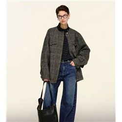 Женская куртка -бомбер из смесовой шерсти