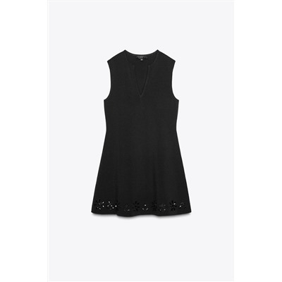 CUTWORK EMBROIDERY KNIT DRESS