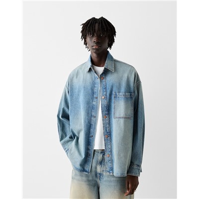 Long sleeve oversize denim shirt