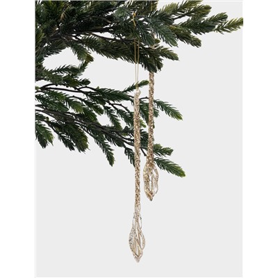 Игрушка елочная, 25 см, 2 шт, стекло, шампань, Сосулька, Event