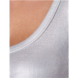 Футболка облегающая из хлопка в рубчик с U вырезом и матовым покрытием металлик