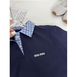 Футболка поло с имитацией рубашки под ней  miu mi*u