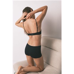 Top recto sin costuras canalé negro