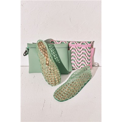 Sandalias jelly efecto red verde