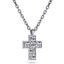 Кулон Квадро (кристаллы SW белые; покрытие родий) 50см, Есть комплект