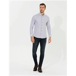 Mor Slim Fit Uzun Kollu Gömlek