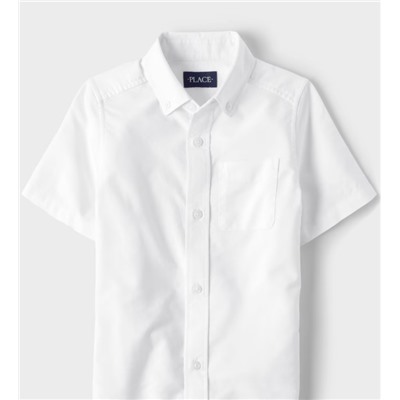 Kids Uniform Oxford Button Down Shirt - white BIG KID