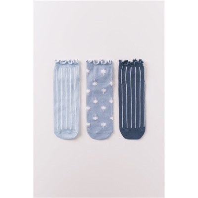 Pack 3 calcetines cortos estampado rayas y palmas