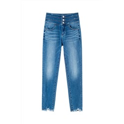Vaquero slim de tiro alto Azul