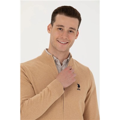 Erkek Kum Melanj Basic Triko Hırka