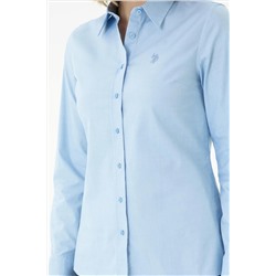 Kadın Mavi Uzun Kollu Basic Gömlek
