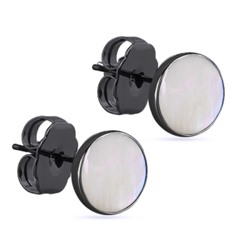 Пусеты Амфитрита (перламутр 10мм; покрытие черный родий), Есть комплект