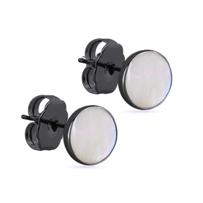 Пусеты Амфитрита (перламутр 10мм; покрытие черный родий), Есть комплект