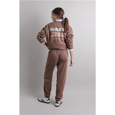 Pantalón jogger felpa algodón marrón