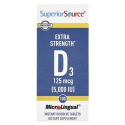Superior Source, витамин D3 125 мкг (5000 МЕ), 100 таблеток
