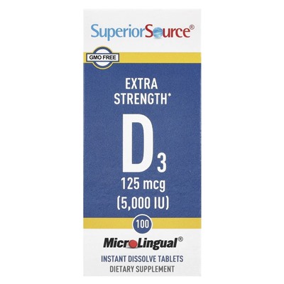 Superior Source, витамин D3 125 мкг (5000 МЕ), 100 таблеток