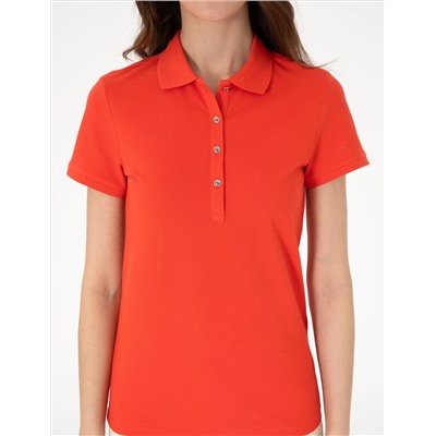 Kırmızı Regular Fit Pamuklu Polo Yaka Basic Tişört