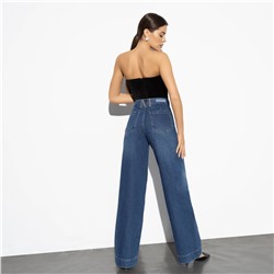 Джинсы палаццо с оригинальной нашивкой, Milan (mid blue)