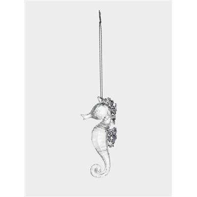 Игрушка елочная, 9 см, акрил, прозрачная, Морской конек, Event