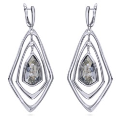 Серьги Румба (кристаллы SW серо-голубые; покрытие родий), Есть комплект