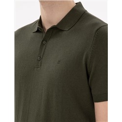 Haki Slim Fit Düğmeli Polo Yaka Triko Tişört