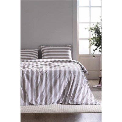 Avignon King Size %100 Pamuk Ranforce Baskılı Nevresim Takımı - Bej