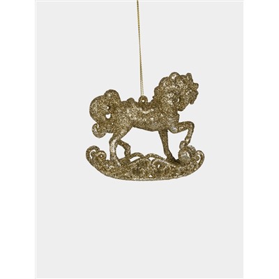 Игрушка елочная, 11 см, пластик, шампань, Лошадь, New year