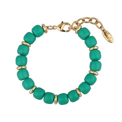 Браслет Селена (говлит 8-9мм зеленый; покрытие золото) 17-20см, Есть комплект