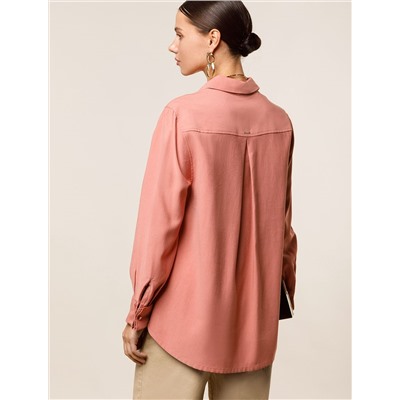 Свободная блузка из плотного лиоцелла с манжетами на запонках