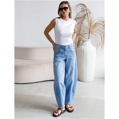 Топ с закрытым декольте из хлопка с эластаном в рубчик с матовым покрытием металлик