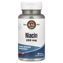 Kal Ниацин 250 мг - 100 таблеток для поддержки обмена веществ и здоровья кожи