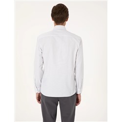 Gri Kareli Slim Fit Uzun Kollu Gömlek