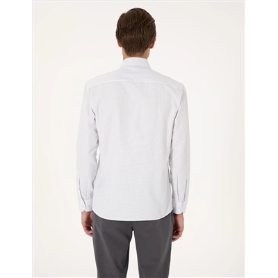 Gri Kareli Slim Fit Uzun Kollu Gömlek