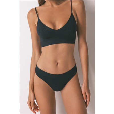Tanga sin costuras animal print negro