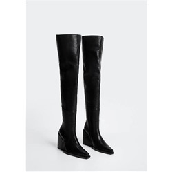 Bota piel caña alta -  Mujer | MANGO OUTLET Melilla