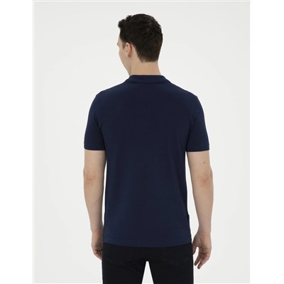 Lacivert Slim Fit %100 Pamuk Polo Yaka Basic Tişört