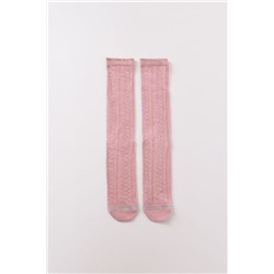 Calcetines largos rosa textura lurex