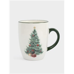 Кружка, 330 мл, керамика D, зеленая, Елка с подарками, Festival