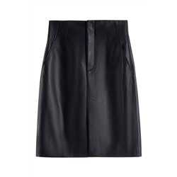 Falda de piel de talle alto Negro