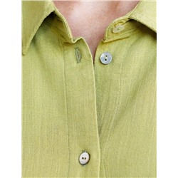 Длинное платье-рубашка с поясом и разрезами изо льна с вискозой