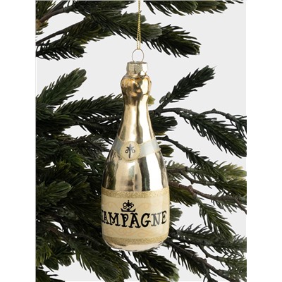 Игрушка елочная, 11 см, стекло, шампань, Шампанское, New year