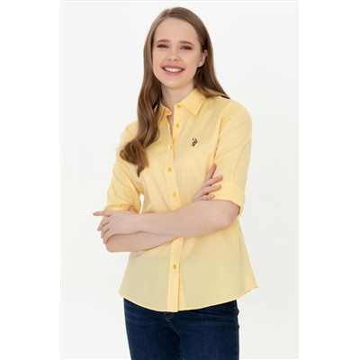 Kadın Açık Sarı Uzun Kollu Basic Gömlek