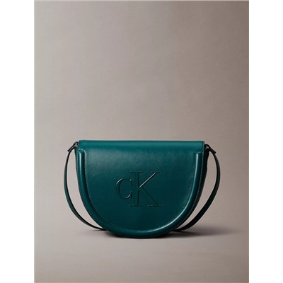 Embossed Monogram Logo Saddle Bag