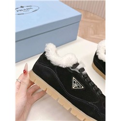 Зимние кеды   Prad*a   Натуральная замша, шерсть  Реплика 1:1