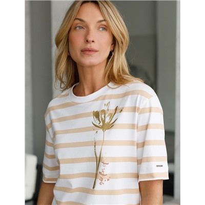 Свободная футболка с принтом из премиального хлопка с эластаном