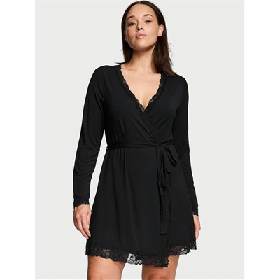 Victoria's Secret Modal Soft Lace-Trim Wrap Robe
