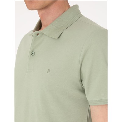 Çağla Yeşili Slim Fit %100 Pamuk Polo Yaka Basic Tişört