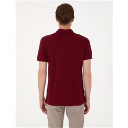 Bordo Slim Fit %100 Pamuk Polo Yaka Basic Tişört